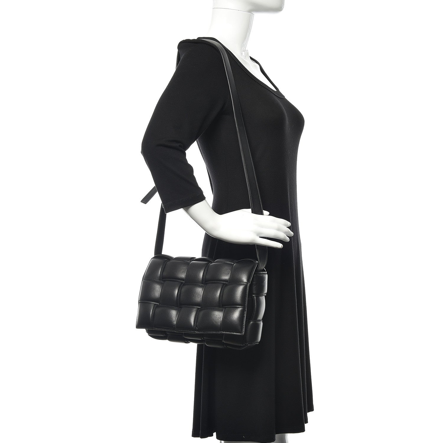 Bottega Veneta Paper Calfskin Maxi Intreccio Padded Cassette Crossbody Bag Black 2 of 9