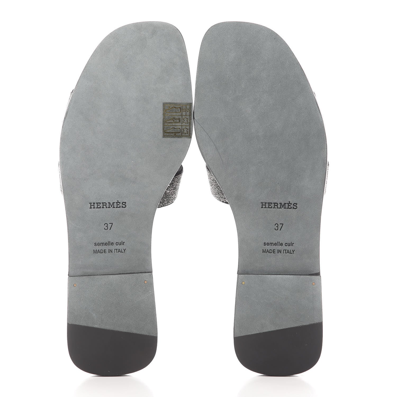 Hermes Suede Goatskin Crystal Powder Oran Sandals 37 Black 5 of 8