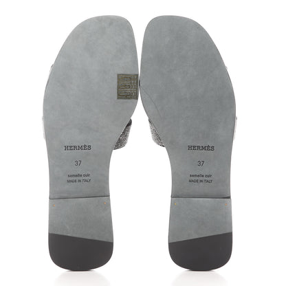 Hermes Suede Goatskin Crystal Powder Oran Sandals 37 Black 5 of 8