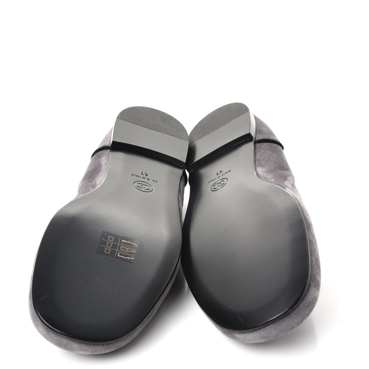 Chanel Suede Calfskin Mocassin CC Flats 41 Grey 5 of 9