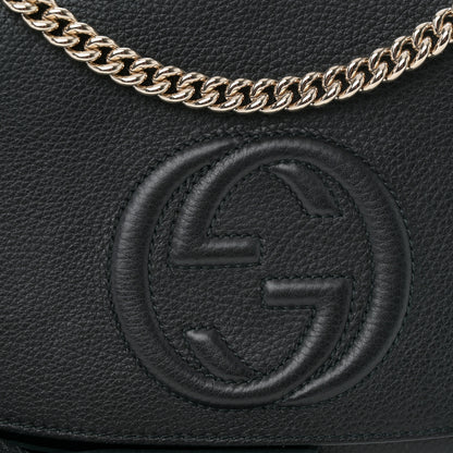 Gucci Pebbled Calfskin Medium Soho Flap Crossbody Black 8 of 10