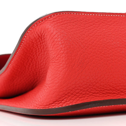 Hermes Taurillon Clemence Verso Halzan 31 GM Rouge Casaque Vermillion 9 of 11