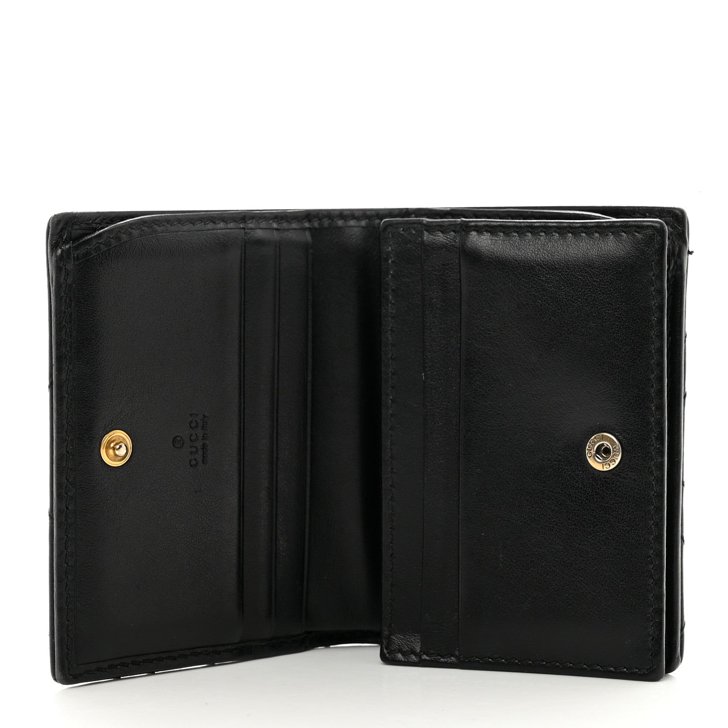 Gucci Calfskin Matelasse GG Marmont Card Case Wallet Black 5 of 9