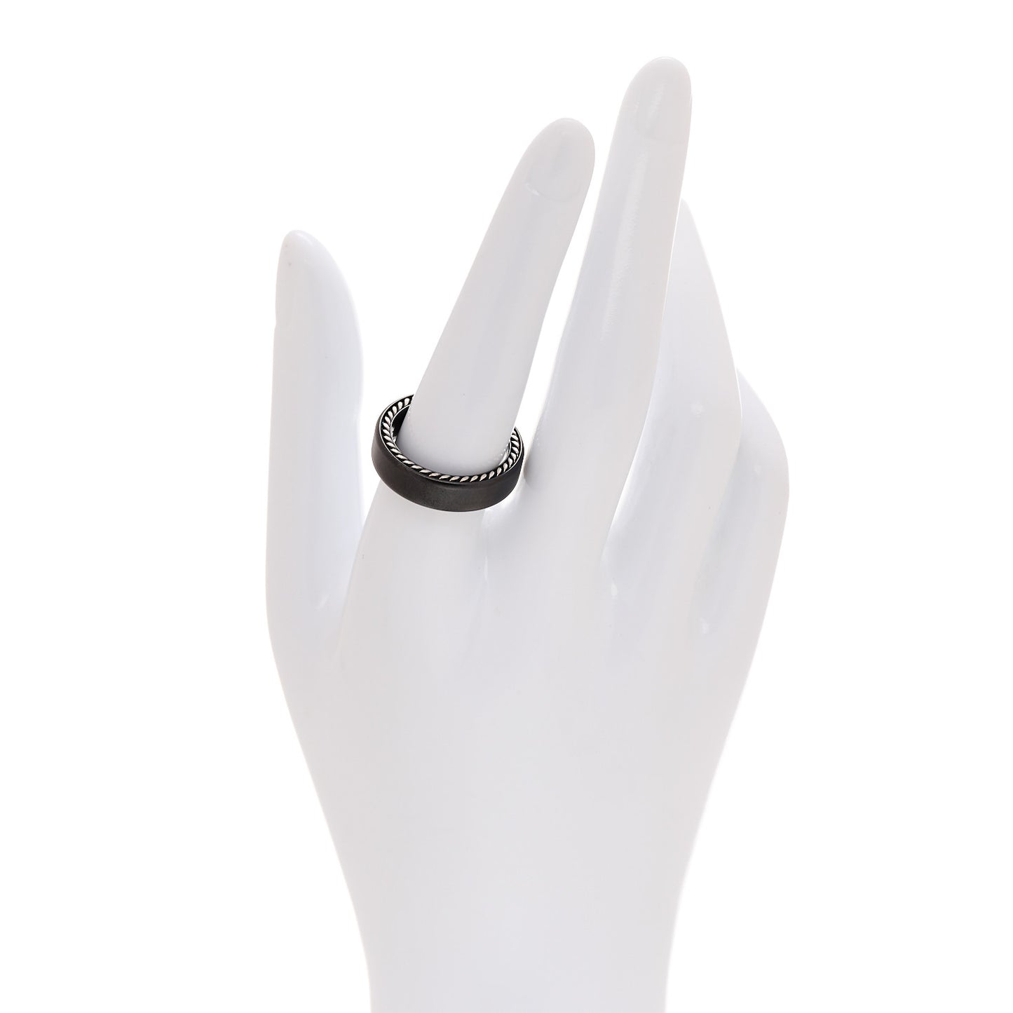 Black Titanium Sterling Silver 6mm Streamline Band Ring 57 8
