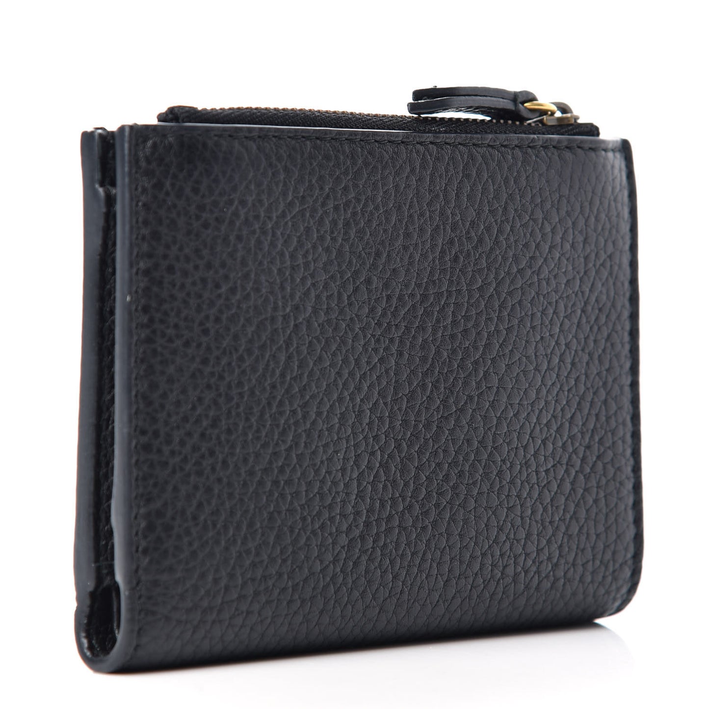 Pebbled Calfskin Animalier Card Case Wallet Black