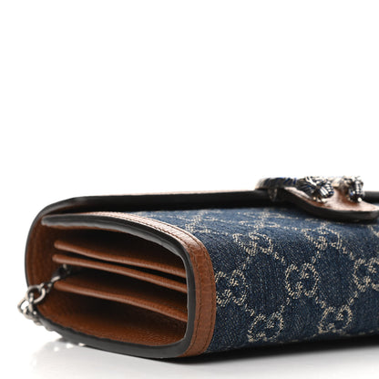 Gucci New Denim GG Monogram Dollar Calfskin Enamel Mini Dionysus Chain Wallet Blue Tea Cuir Epilog Electric Blue 9 of 10