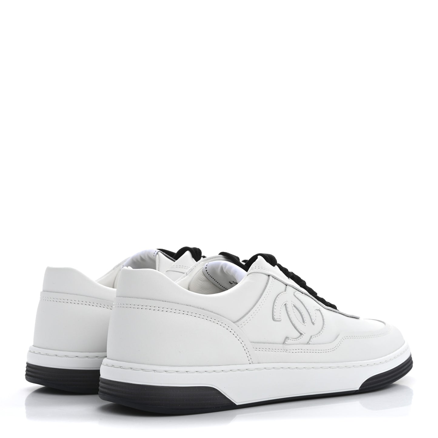 Calfskin CC Womens Sneakers 39 White Black