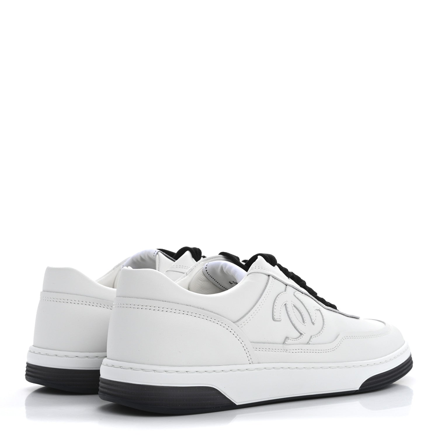 Chanel Calfskin CC Womens Sneakers 39 White Black 5 of 10