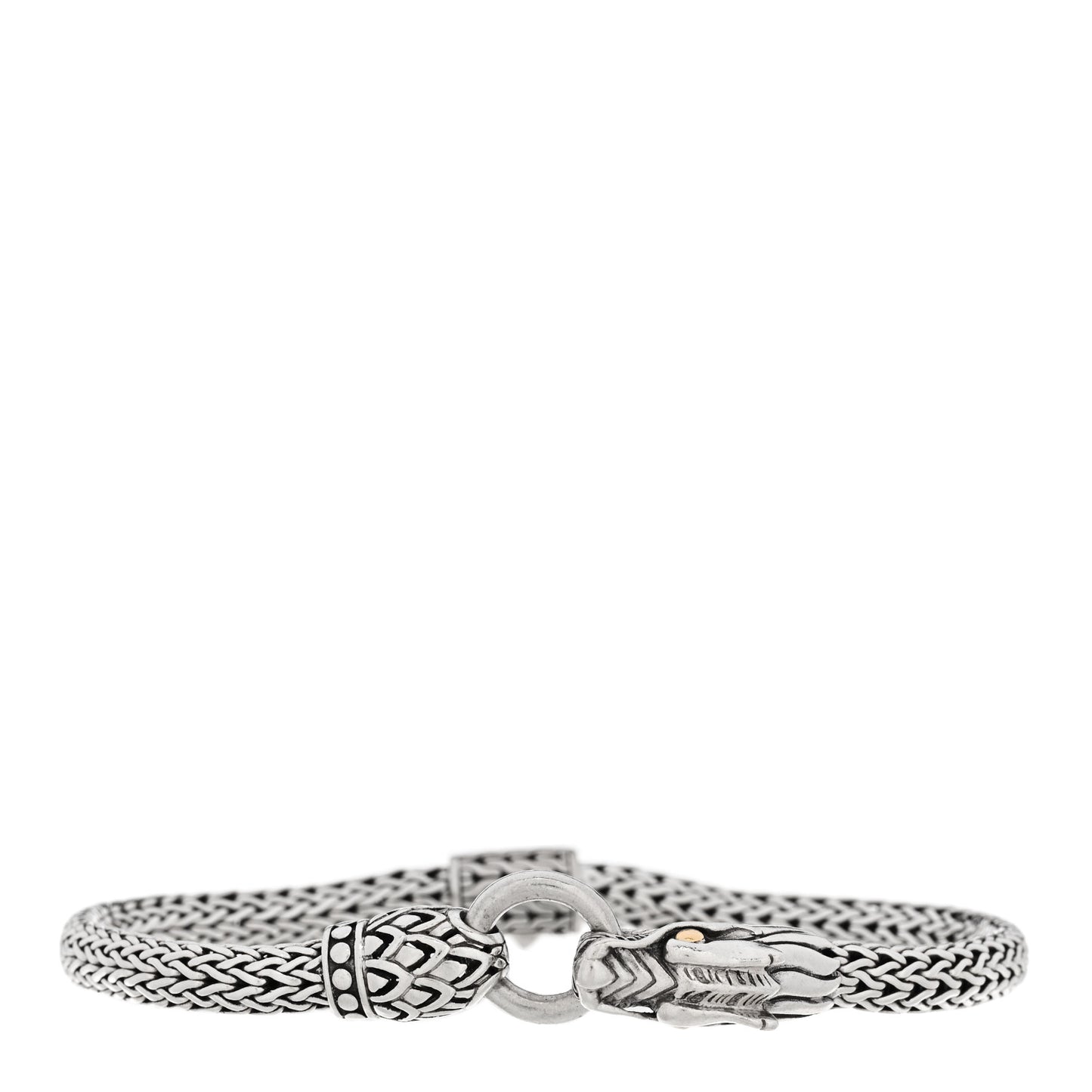 Sterling Silver 18K Yellow Gold 5mm Naga Dragon Station Bracelet
