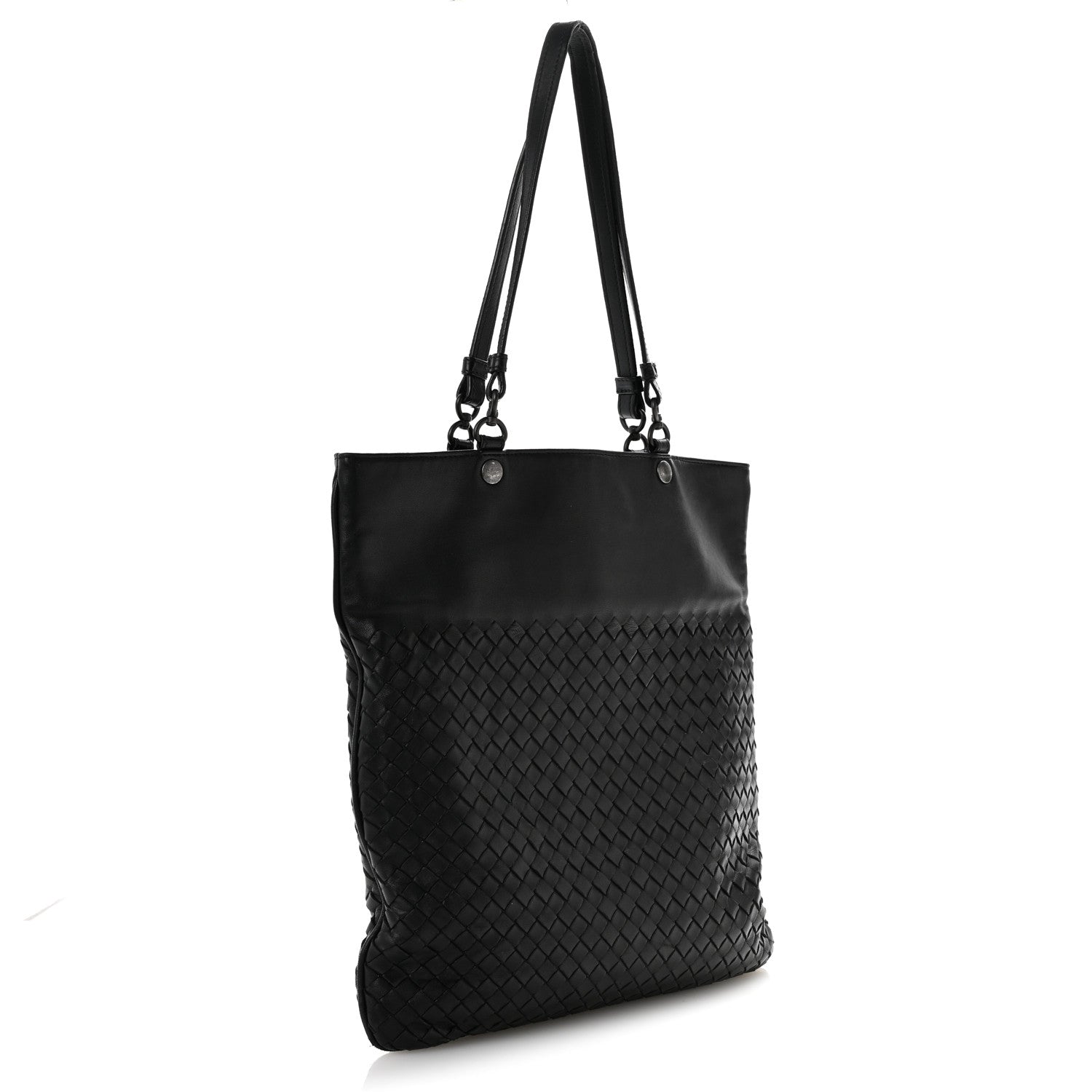 Bottega Veneta Nappa Intrecciato Flat Shoulder Bag Black 3 of 15