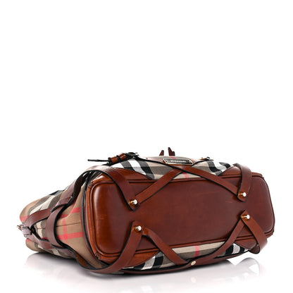 Burberry House Check Bridle Calfskin Medium Gosford Hobo Dark Tan 4 of 13