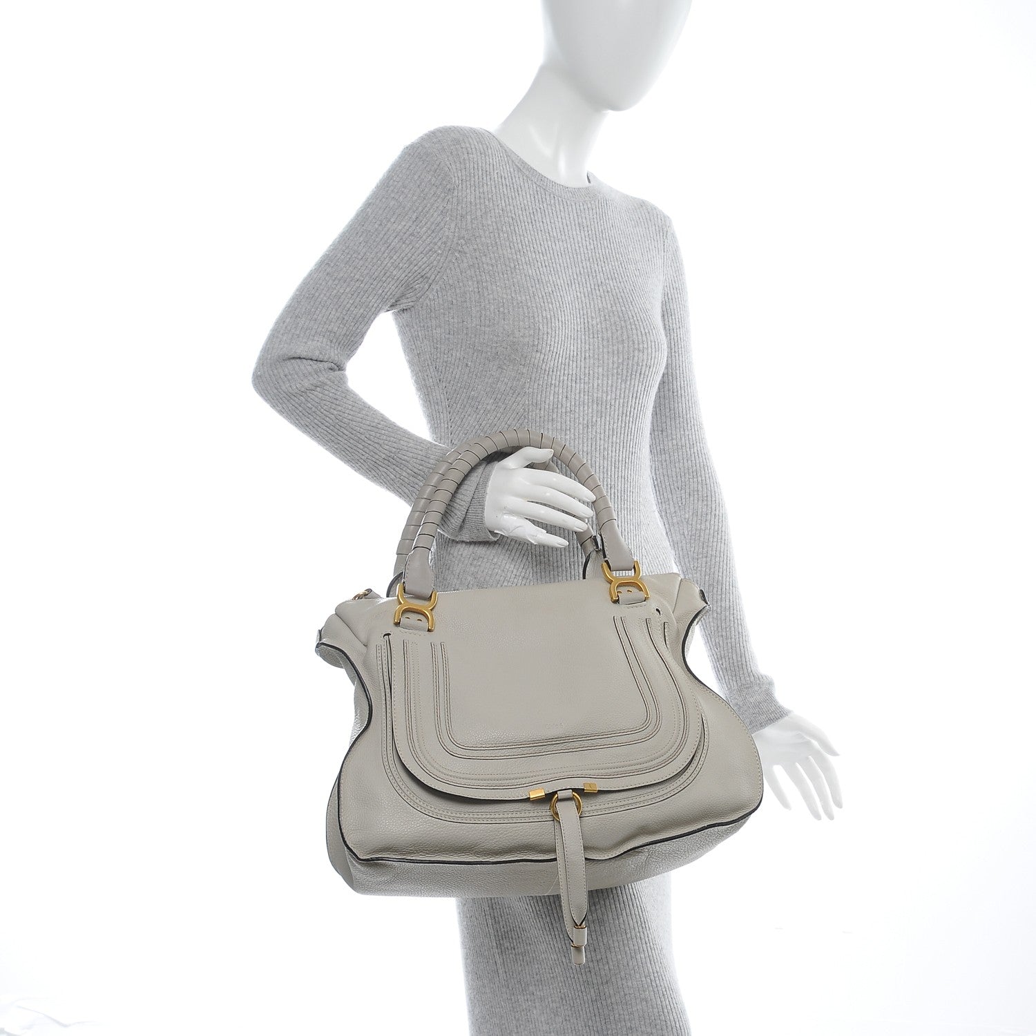Chloe Calfskin Large Marcie Satchel Dove 2 of 10