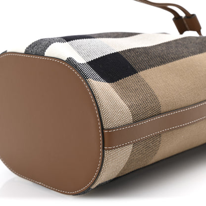 Burberry Giant Check Canvas Small Bucket Bag Taupe Brown 10 of 10
