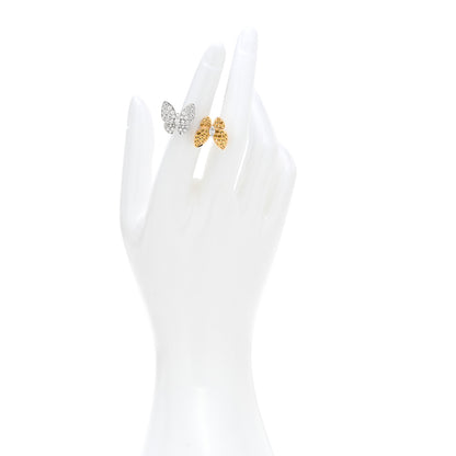 Van Cleef & Arpels 18K White Yellow Gold Diamond Yellow Sapphire Two Butterfly Between The Finger Ring 49 5 2 of 6