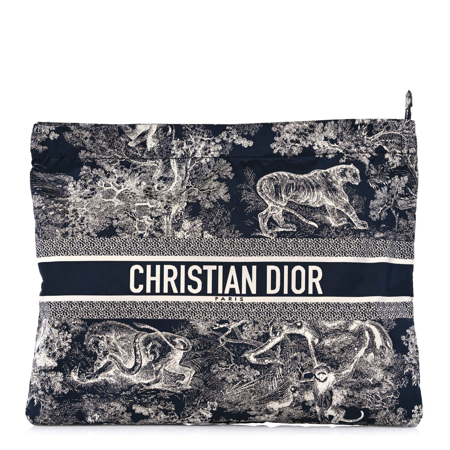 Christian Dior Embroidered Toile De Jouy Diortravel Zipped Pouch Blue 1 of 10