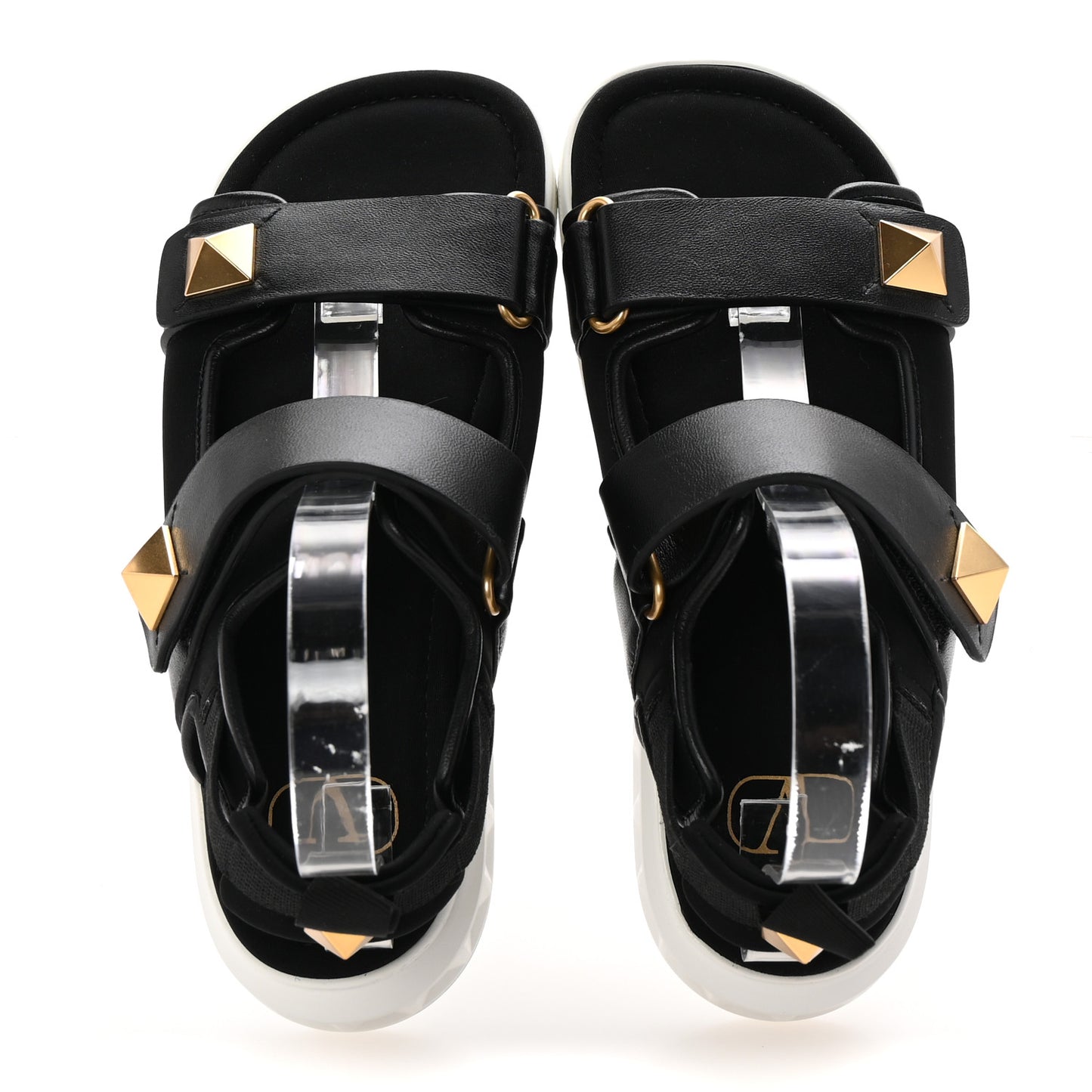 Nappa Neoprene Roman Stud Velcro Sandals 36 Black