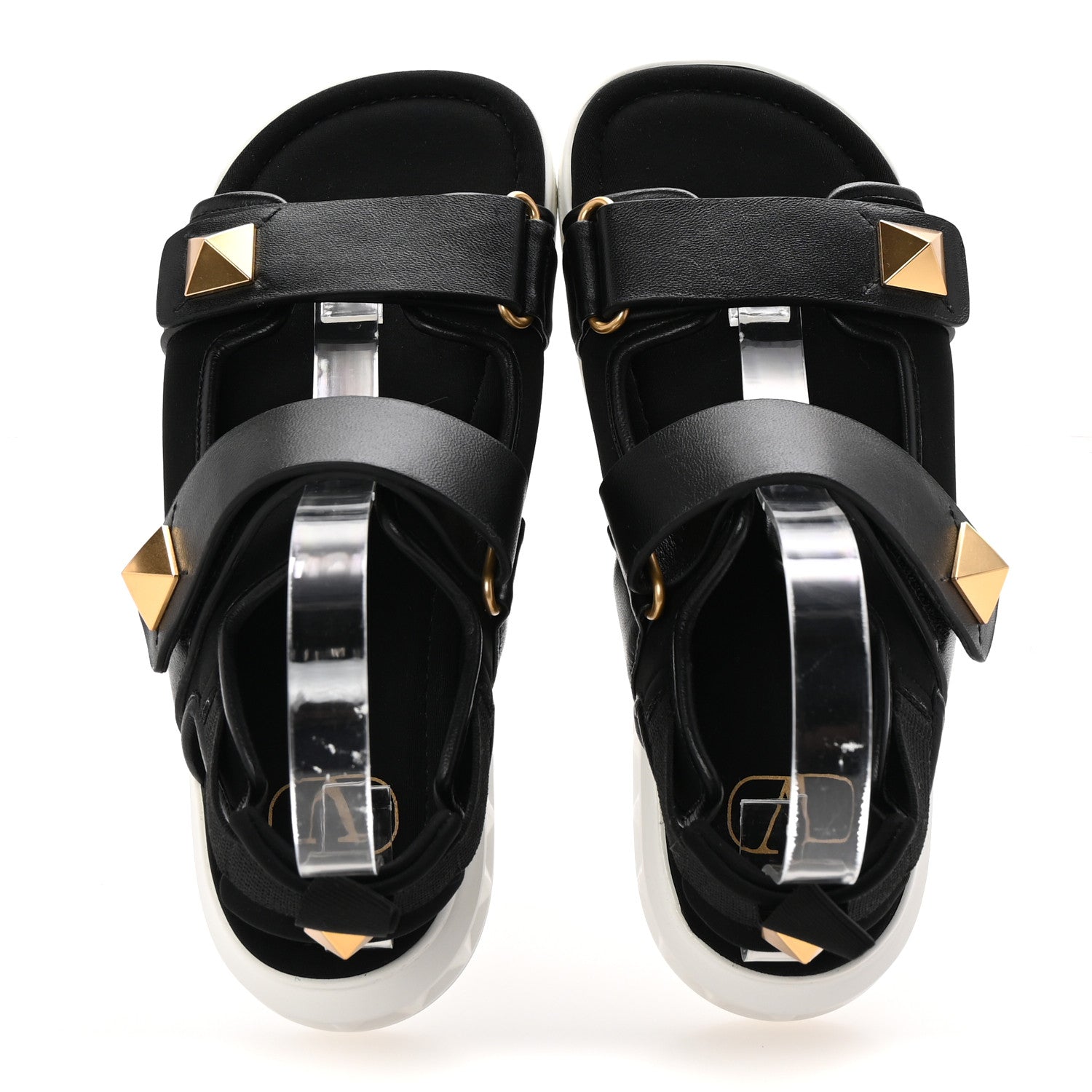 Valentino Garavani Nappa Neoprene Roman Stud Velcro Sandals 36 Black 2 of 8