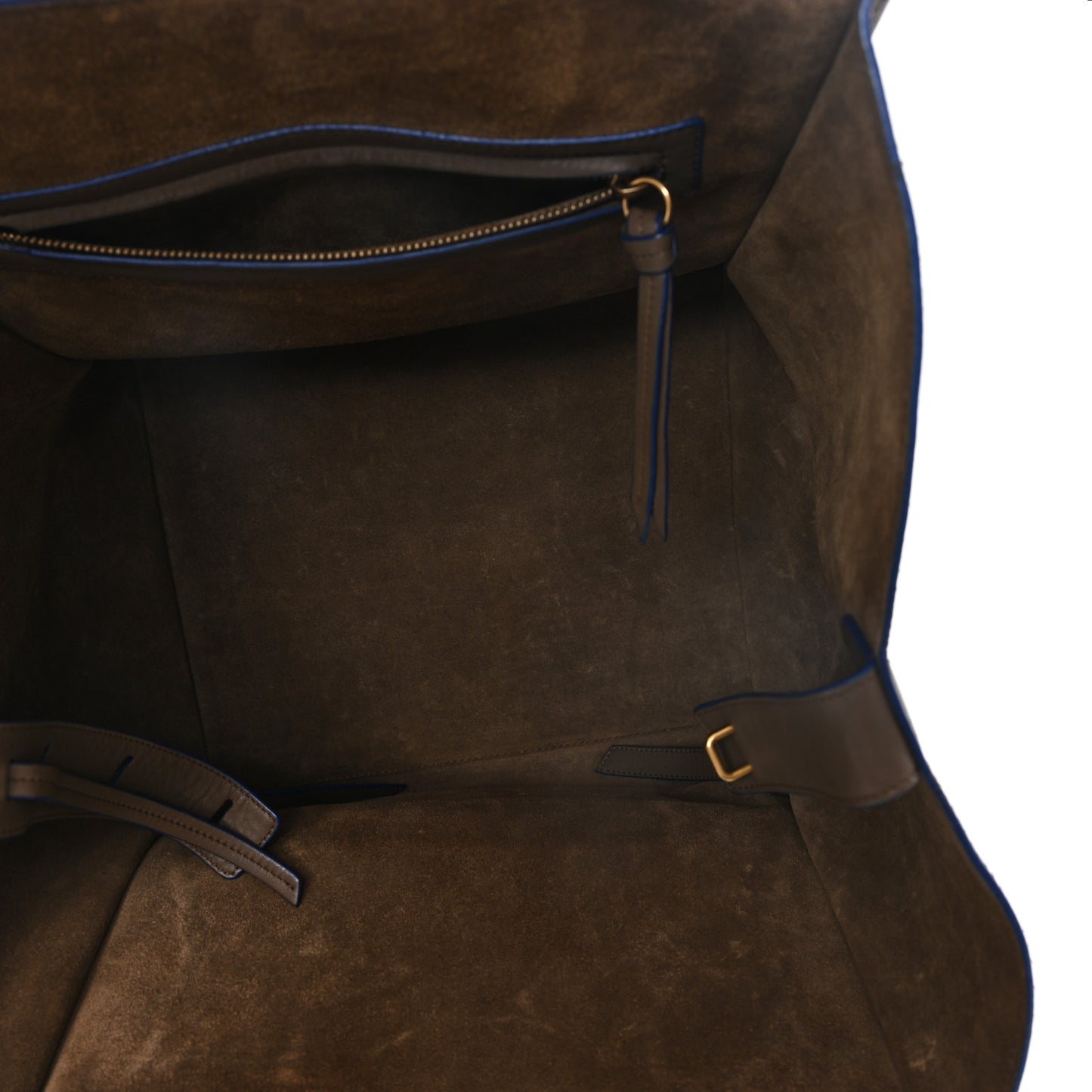 Baby Grained Medium Phantom Luggage Taupe Blue Trim