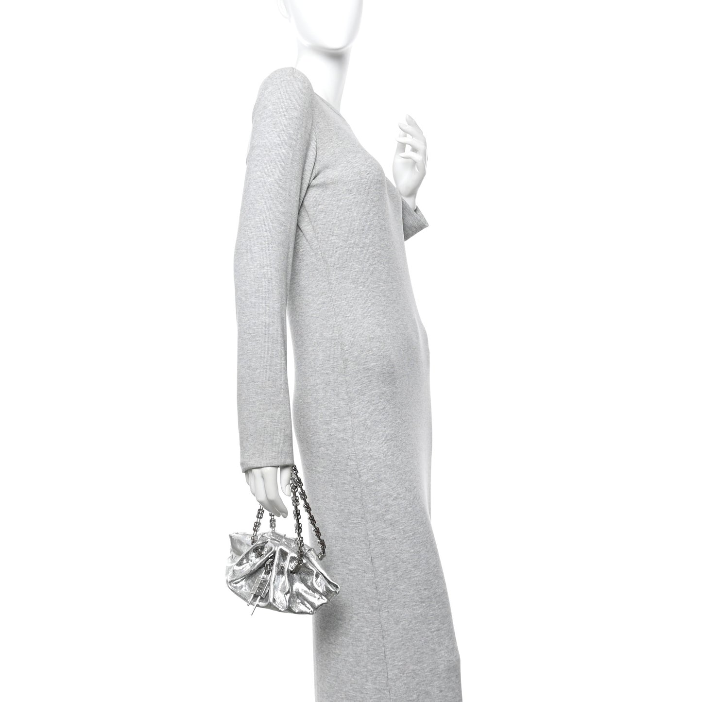 Metallic Calfskin Kenny Mini Shoulder Bag Silver