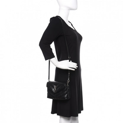 Saint Laurent Calfskin Y Quilted Monogram Toy Loulou Crossbody Bag Black 2 of 10