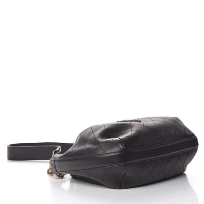 Chanel Calfskin Stitched Medium Drawstring CC Bag Black 5 of 13