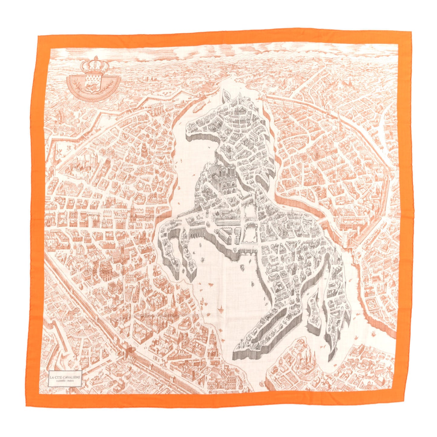 Cashmere Silk La Cite Cavaliere Shawl 140 Orange Naturel Brun