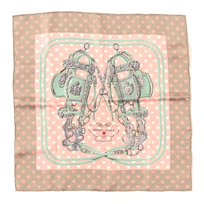Hermes Silk Brides De Gala Love Pocket Square Beige Rose Dragee Vert Amande 1 of 3