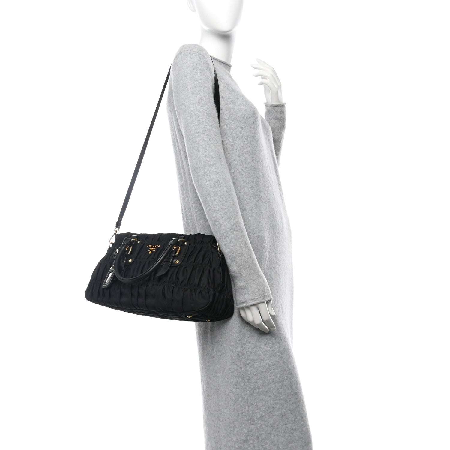 Prada Tessuto Nylon Gaufre Shopping Satchel Black 3 of 11