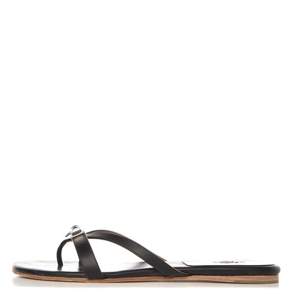 Hermes Nappa Calfskin Corfou Sandals 38 Black 1 of 10