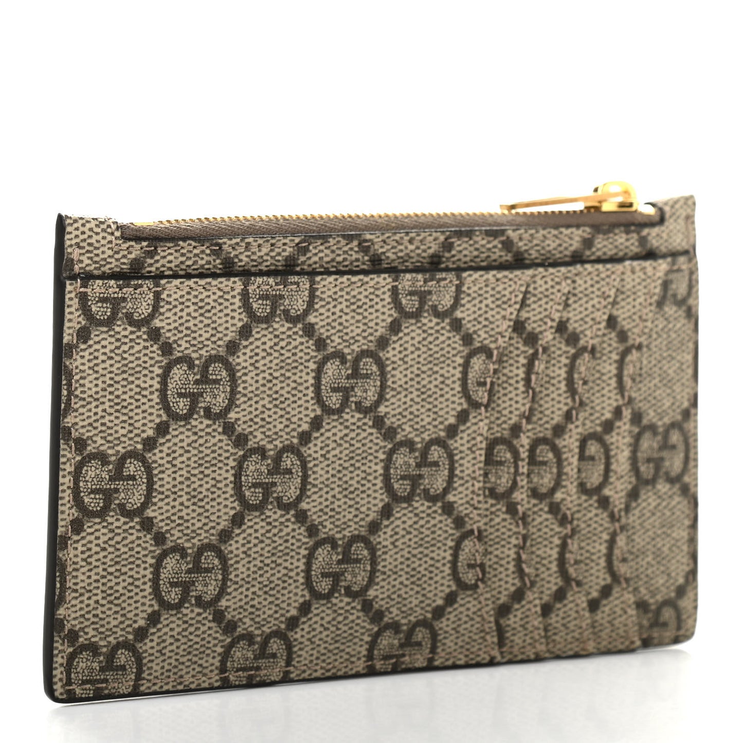 X BALENCIAGA GG Supreme Monogram Zip Card Case Beige Ebony