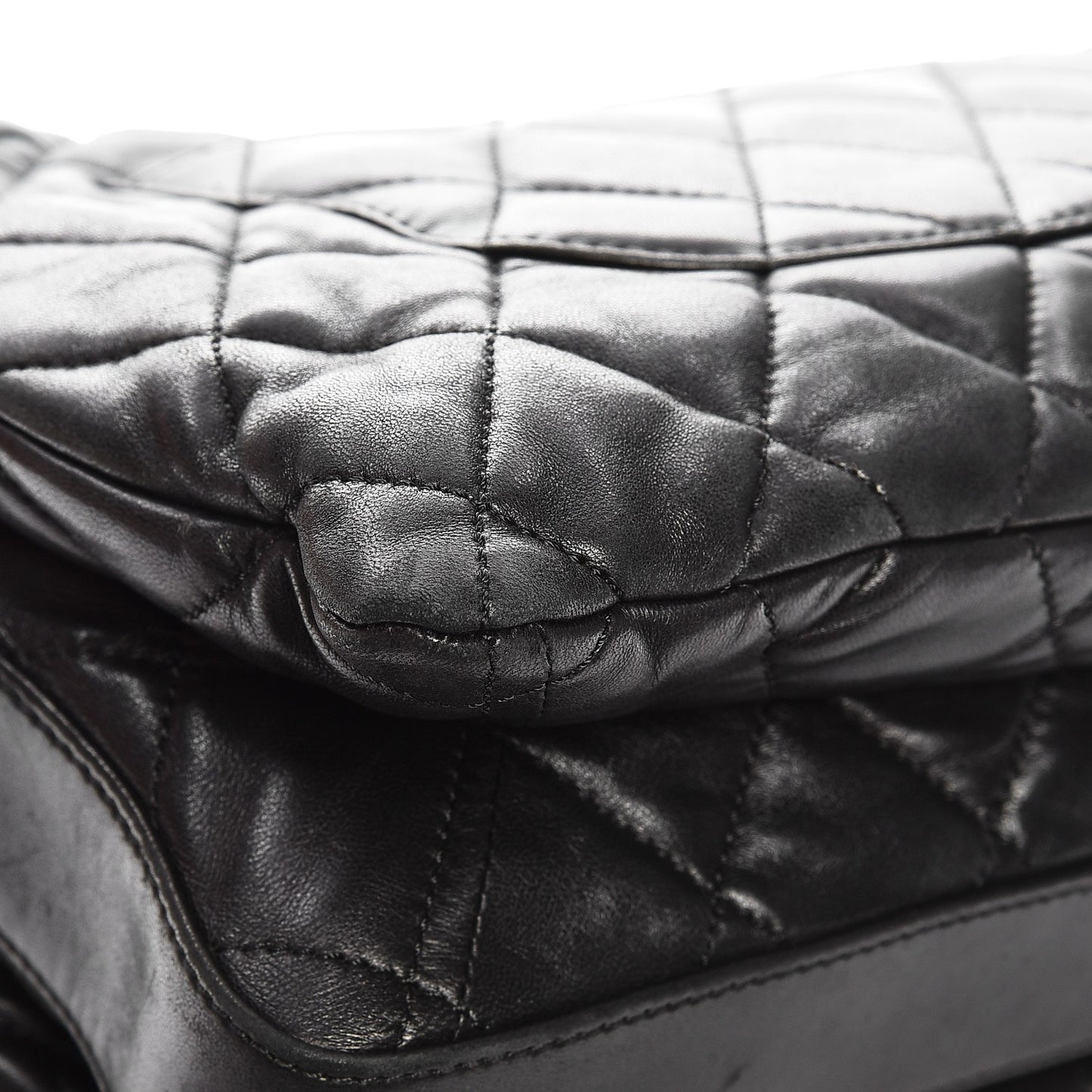 Lambskin Quilted Maxi 3 Flap Black