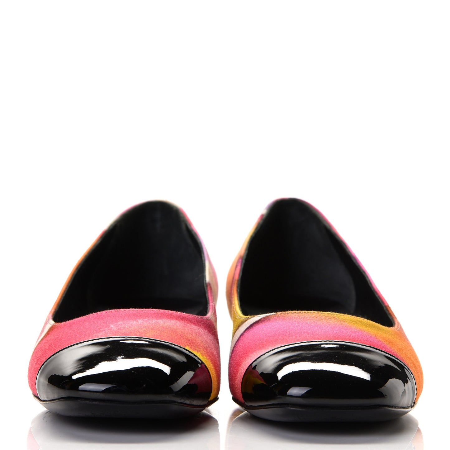 Fabric Patent Printed CC Cap Toe Ballerina Flats 36 Multicolor