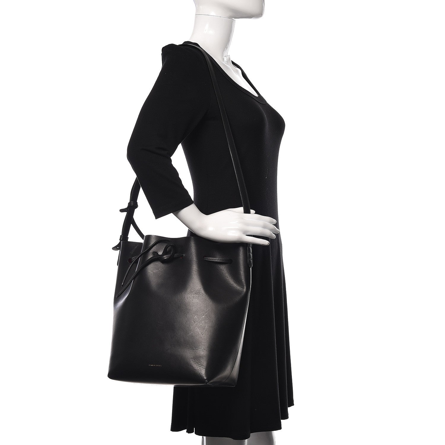 Mansur Gavriel Vegetable Tanned Calfskin Bucket Bag Black Flamma 2 of 14