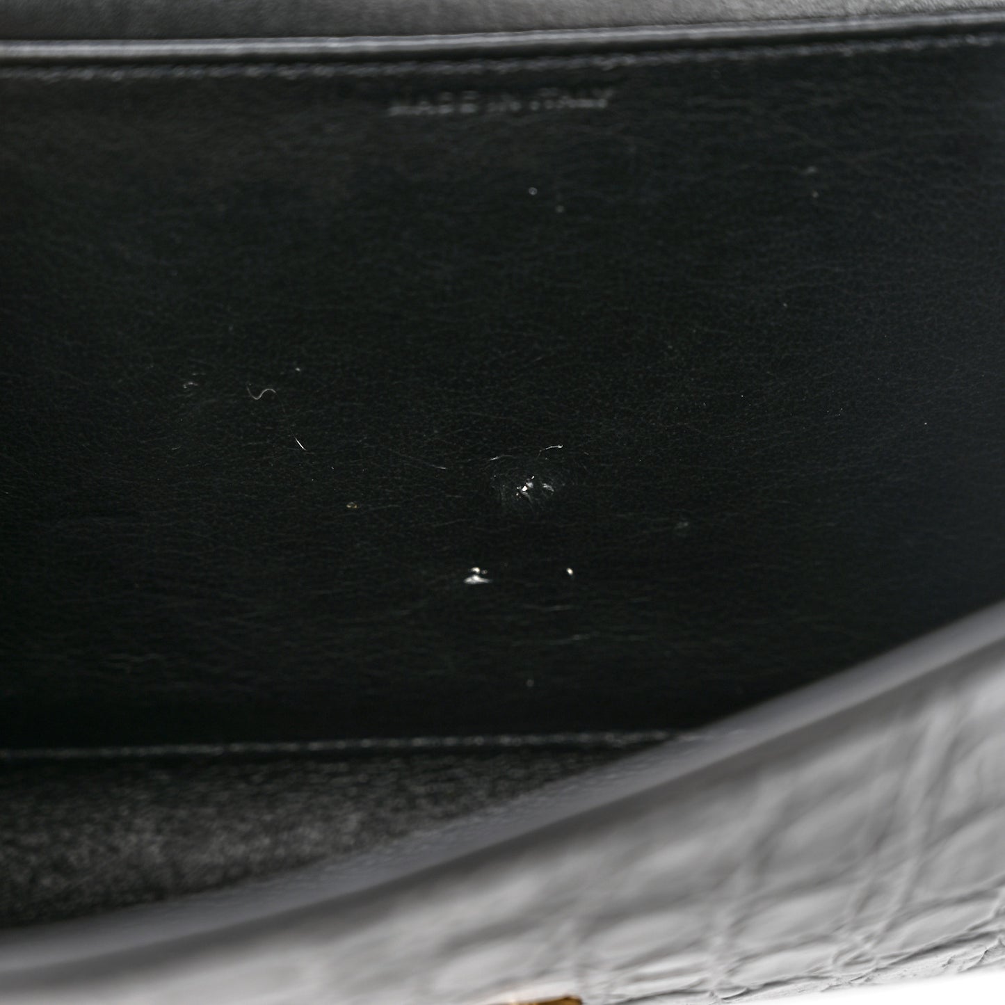 Calfskin Crocodile Embossed Monogram Uptown Chain Wallet Black