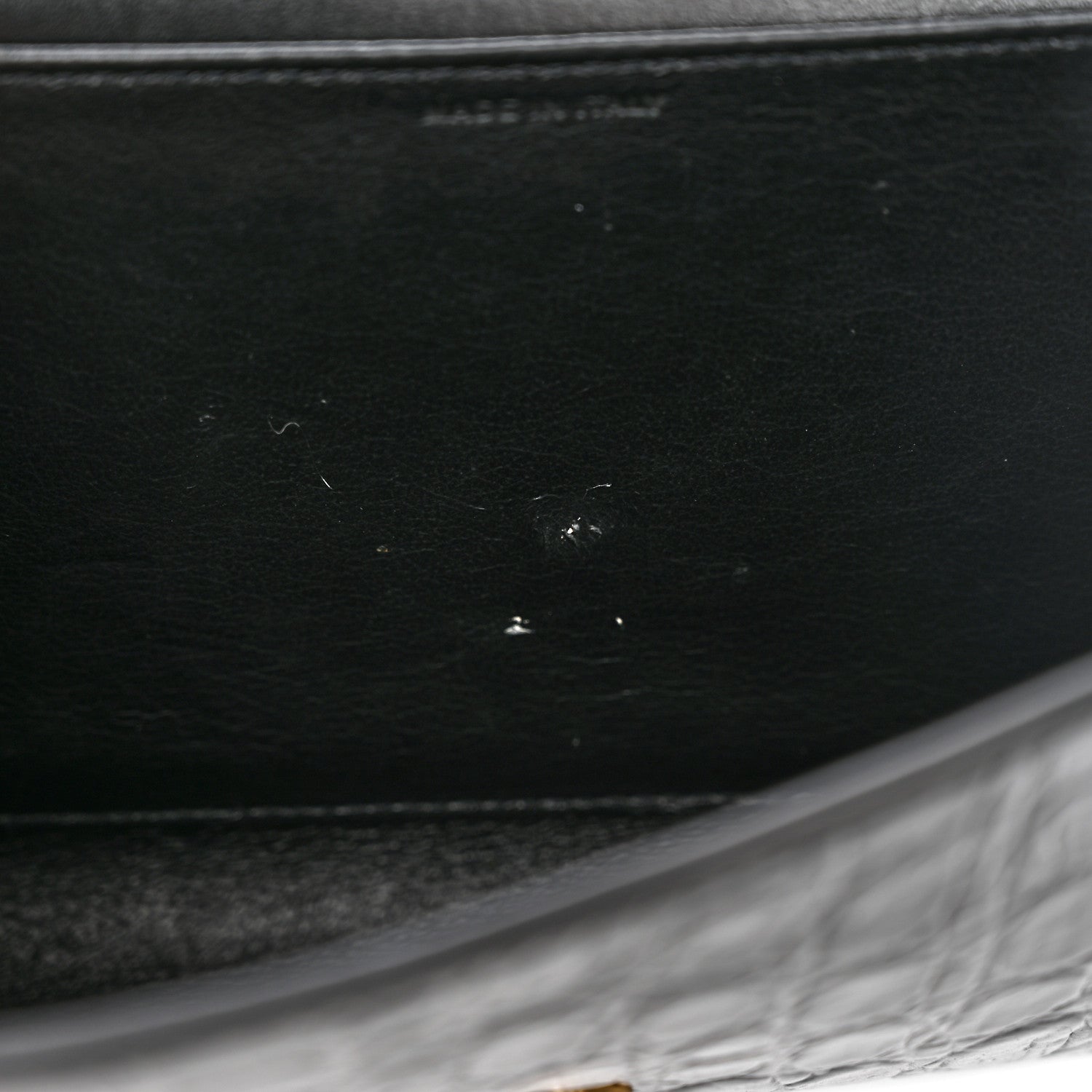 Saint Laurent Calfskin Crocodile Embossed Monogram Uptown Chain Wallet Black 9 of 13