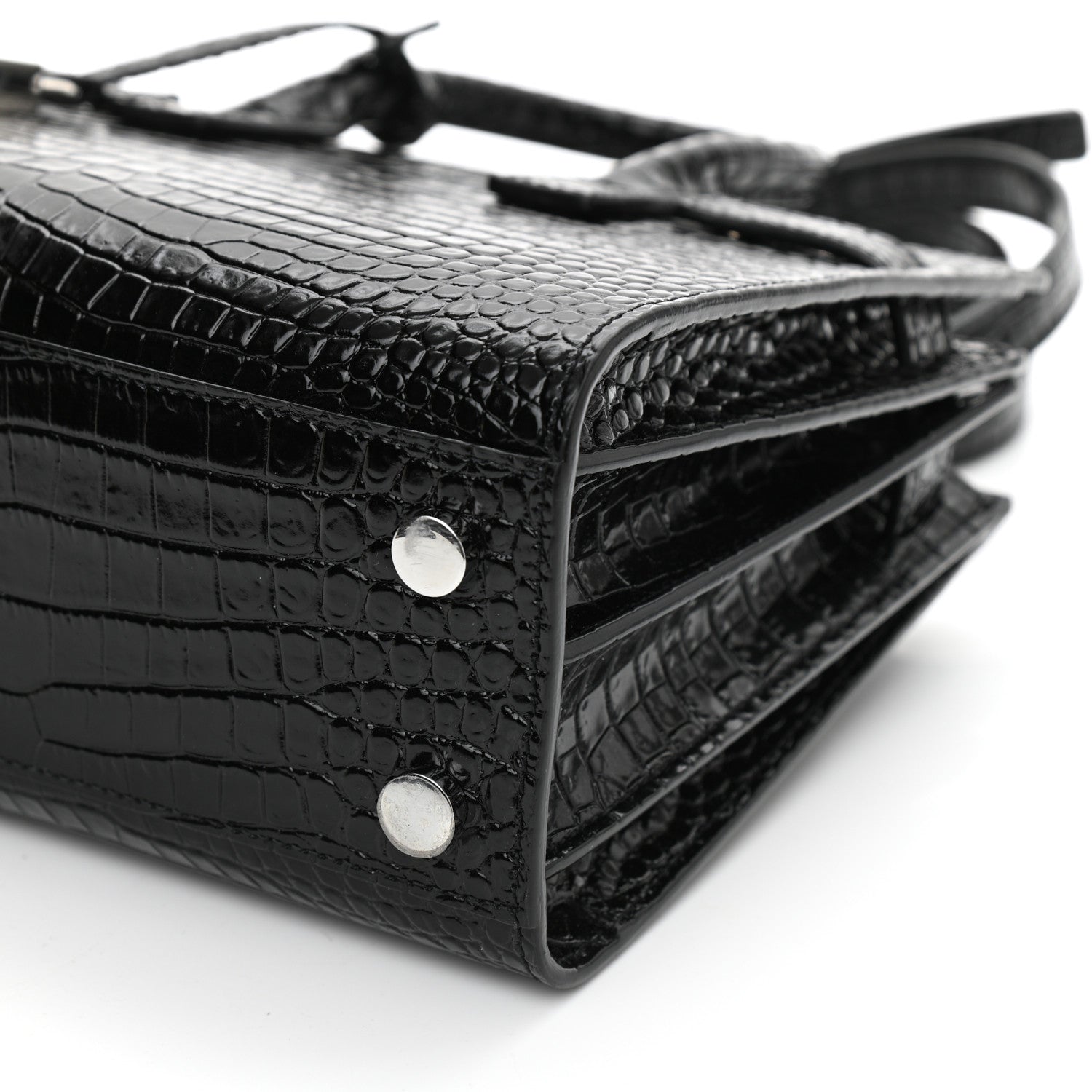 Saint Laurent Calfskin Crocodile Embossed Nano Sac De Jour Black 9 of 11
