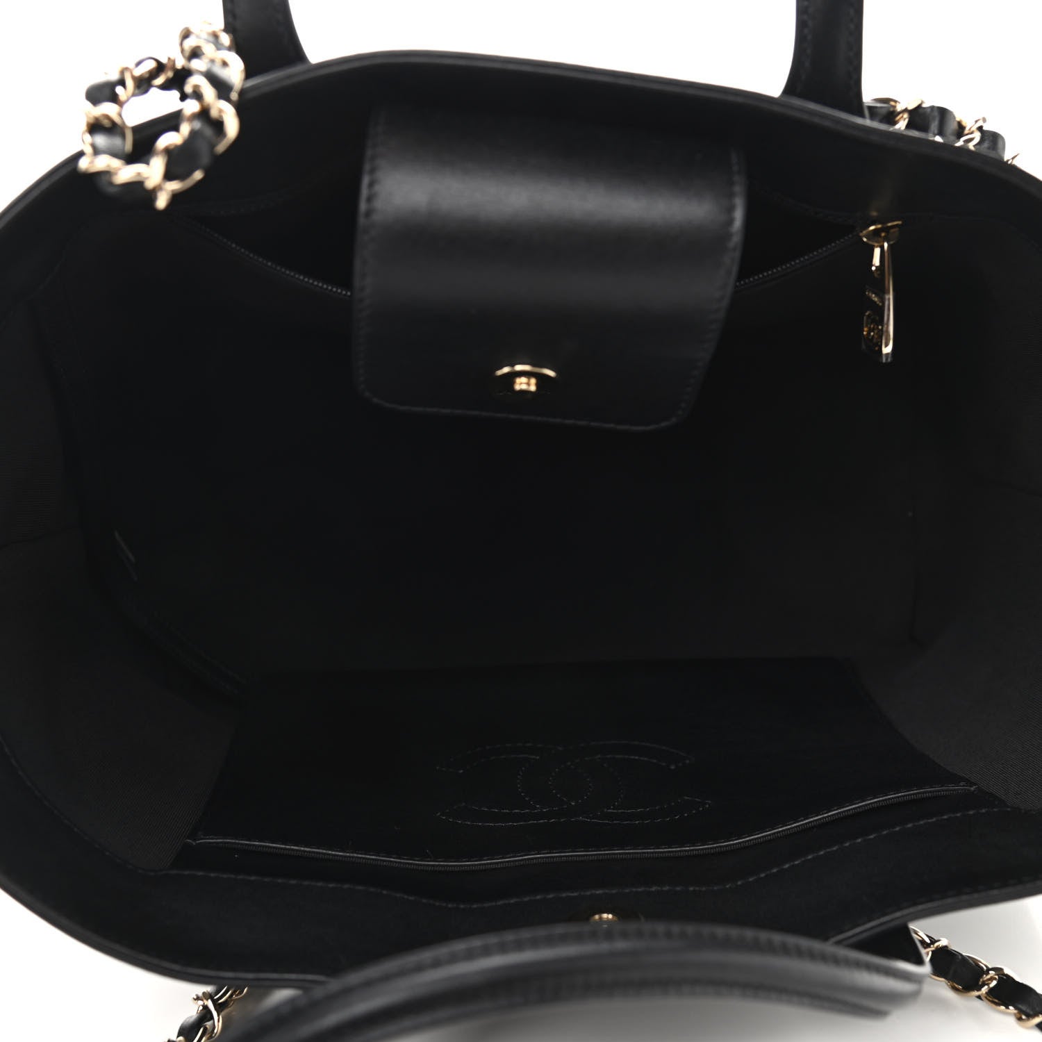 Chanel Calfskin Stitched Shopping Tote Black 5 of 11
