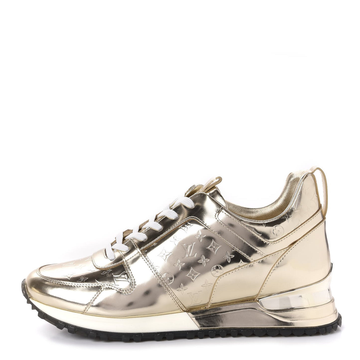 Metallic Patent Embossed Monogram Run Away Sneakers 37 Gold