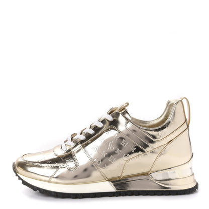 Louis Vuitton Metallic Patent Embossed Monogram Run Away Sneakers 37 Gold 1 of 10