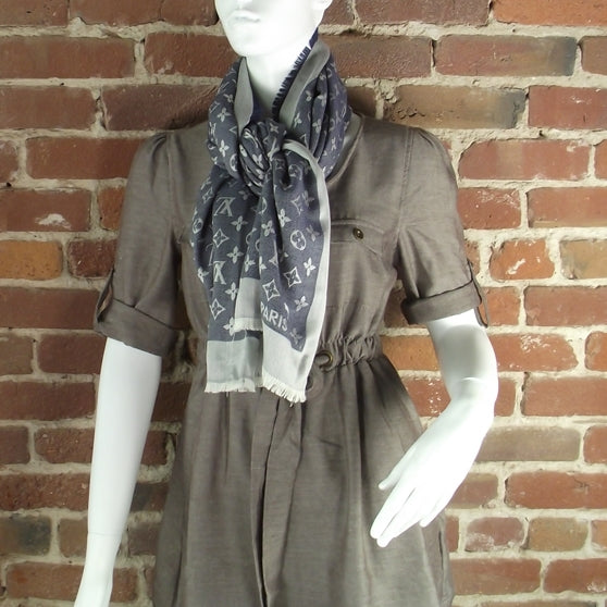 Monogram Denim Shawl Blue