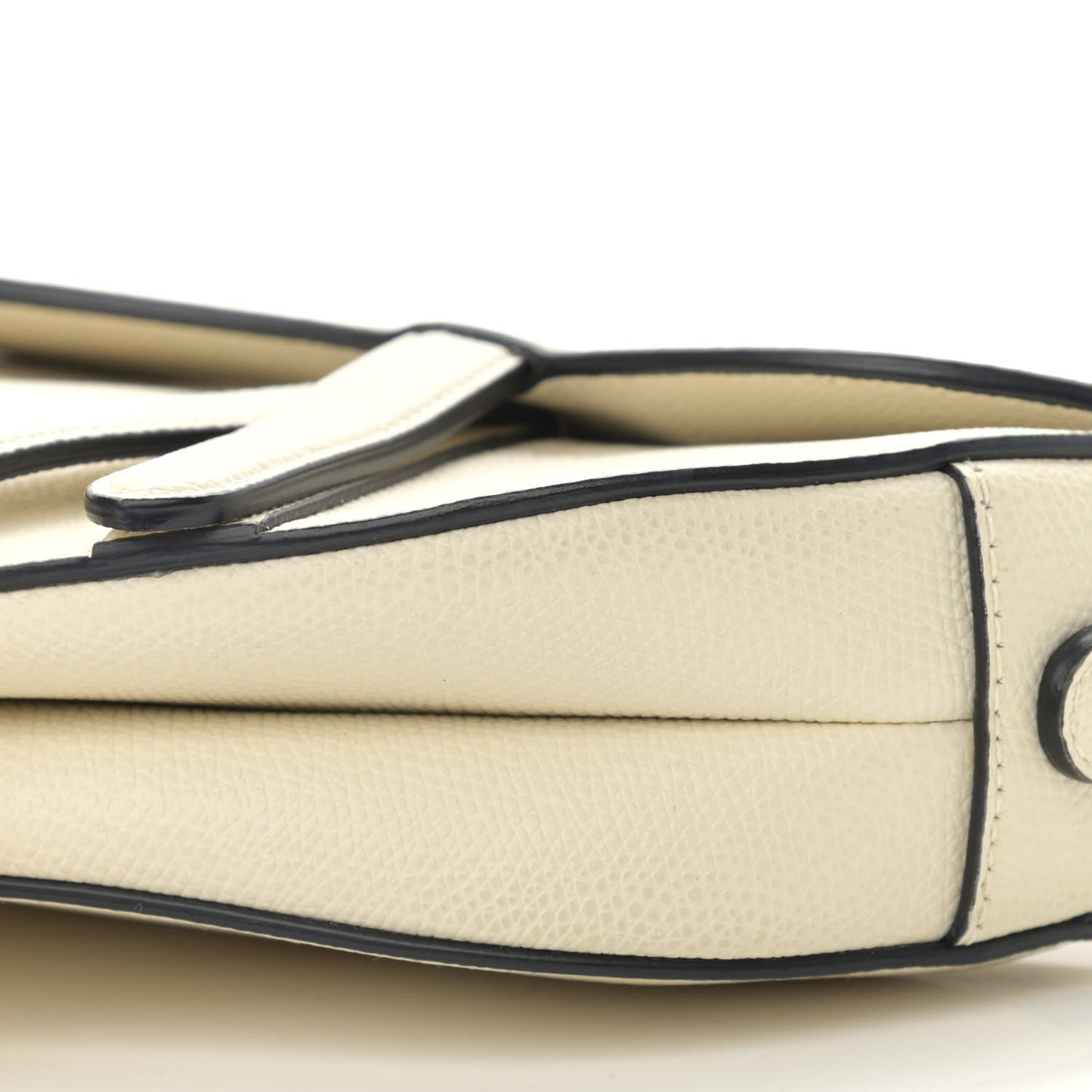 Grained Calfskin Mini Saddle Bag White
