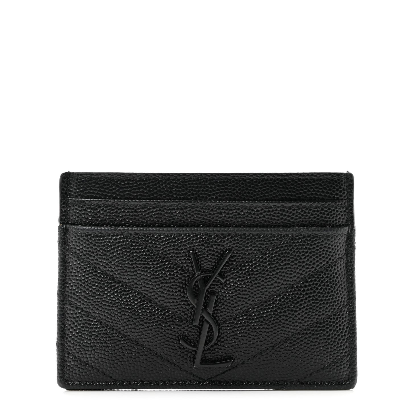 Grain De Poudre Matelasse Chevron Monochrome Monogram Credit Card Case Black