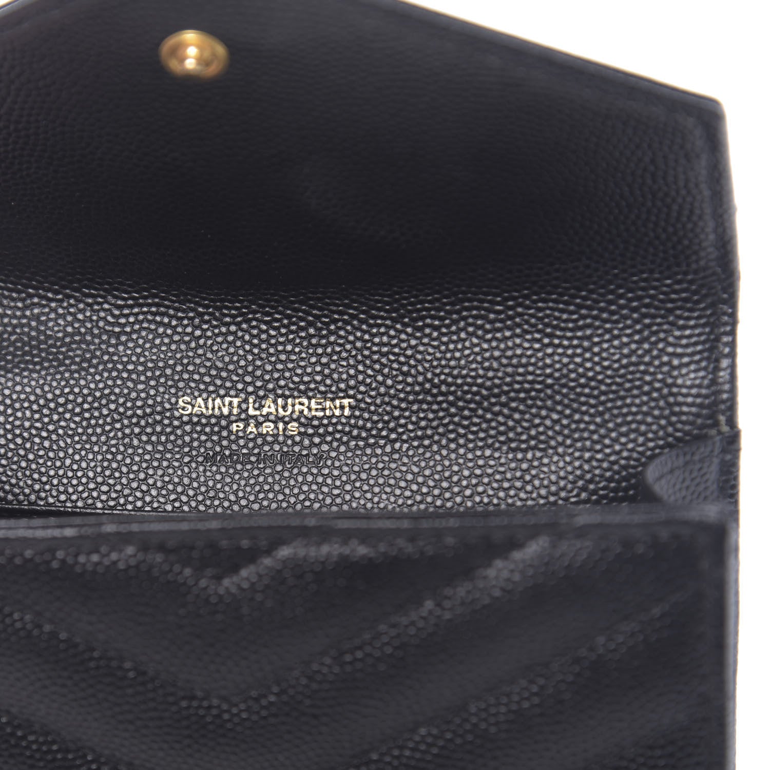 Saint Laurent Grain De Poudre Matelasse Chevron Small Monogram Envelope Wallet Black 6 of 9