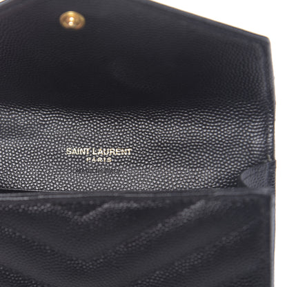 Saint Laurent Grain De Poudre Matelasse Chevron Small Monogram Envelope Wallet Black 6 of 9