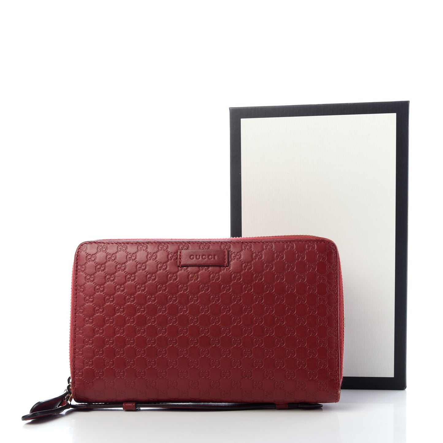 Microguccissima Zip Around Top Handle Travel Wallet Red