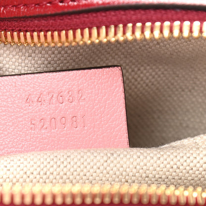 Gucci Azalea Calfskin Enamel Matelasse Diagonal Small Torchon GG Marmont Chain Shoulder Bag New Cherry Red Wild Rose 7 of 10