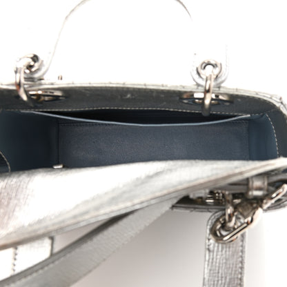 Christian Dior Metallic Grained Calfskin Cannage Small Lucky Badges My Lady Dior Silver 5 of 15