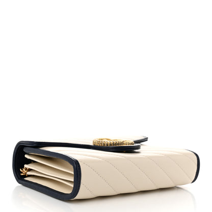 Gucci Vintage Effect Calfskin Matelasse Diagonal Torchon GG Marmont Chain Wallet Mystic White Blue Agata 3 of 10
