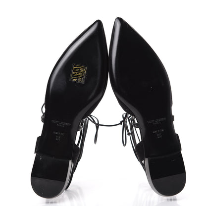 Saint Laurent Kid Scamosciato Lace Up Pointed Toe Flats 35 Black 5 of 10