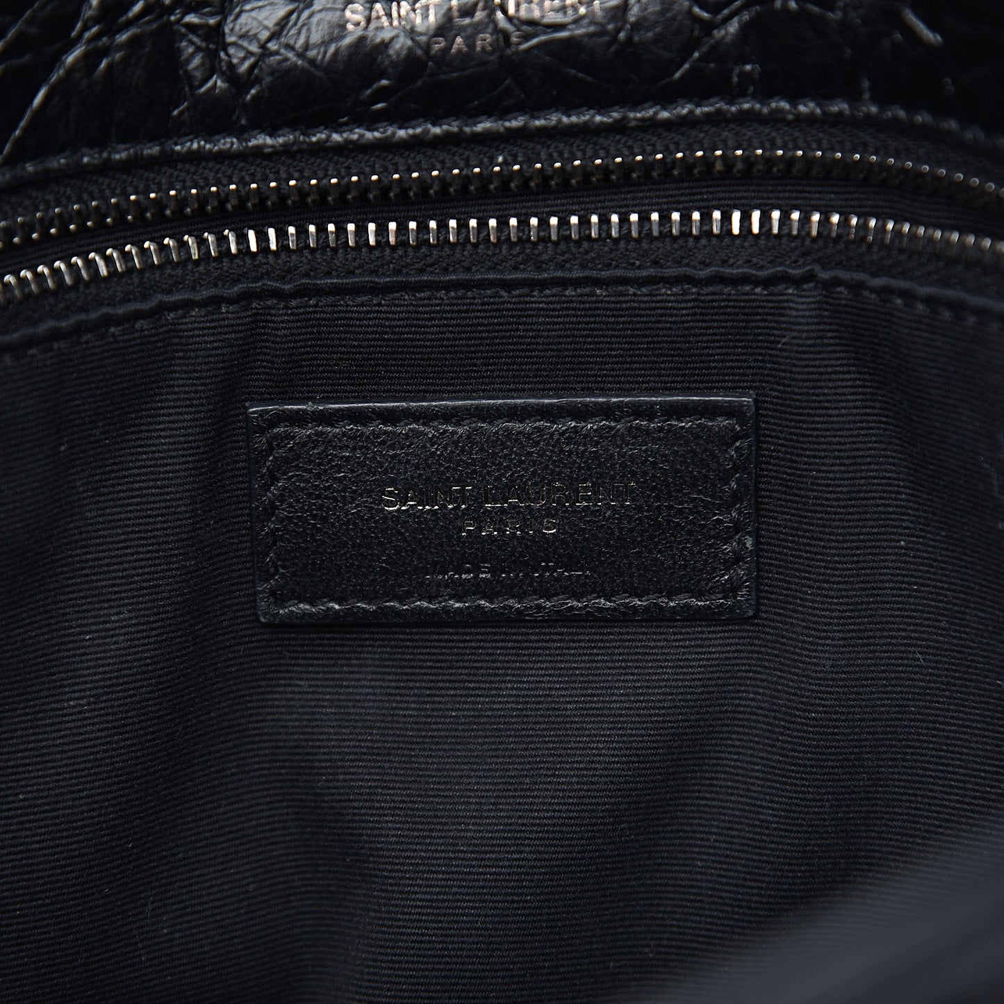 Crinkled Calfskin Matelasse Monogram Medium Niki Chain Satchel Black